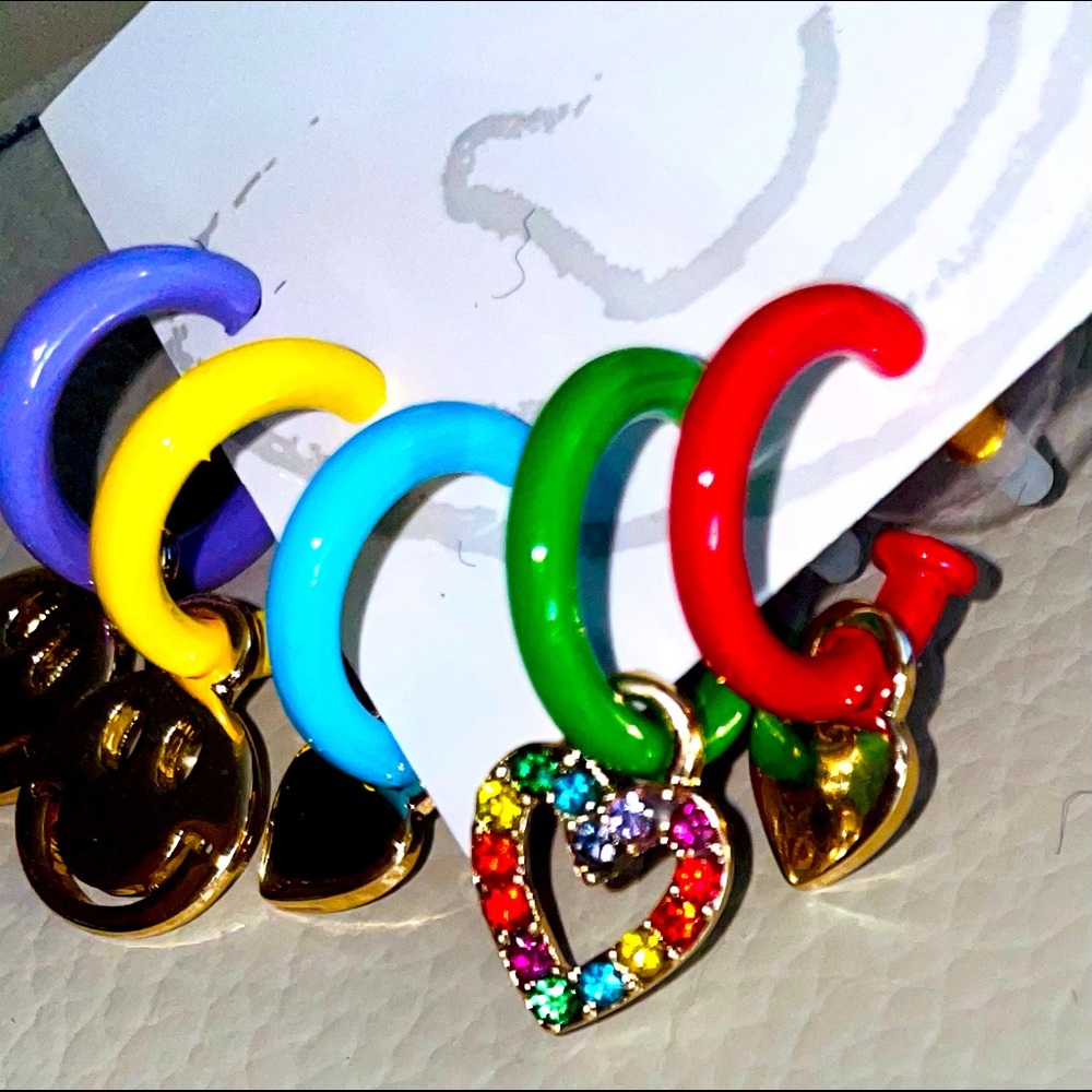 Betsey 🌈 Smiley Huggie Rainbow 🌈 Hoop Earrings - Picture 2 of 8